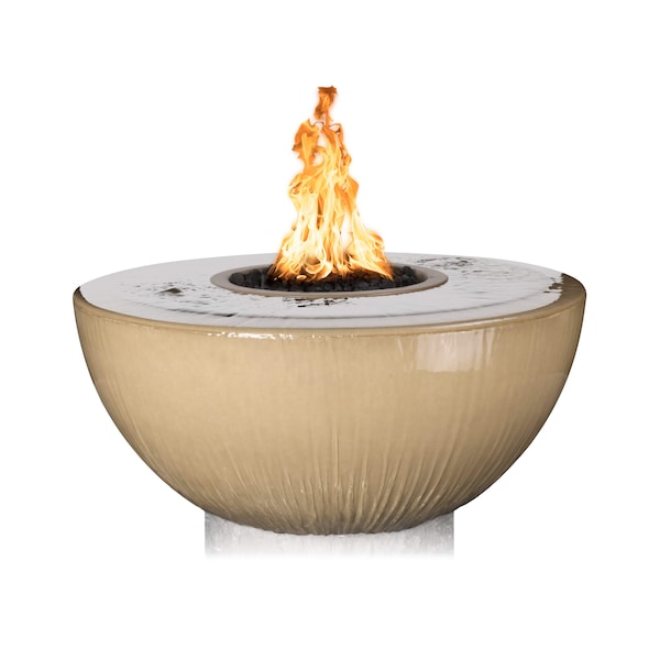 The Outdoor Plus 38 Round Sedona Fire, Water Bowl, GFRC Concrete, Brown, Low Voltage Electronic Ignition, Liquid Propane OPT-38FW360E12V-BRN-LP - main